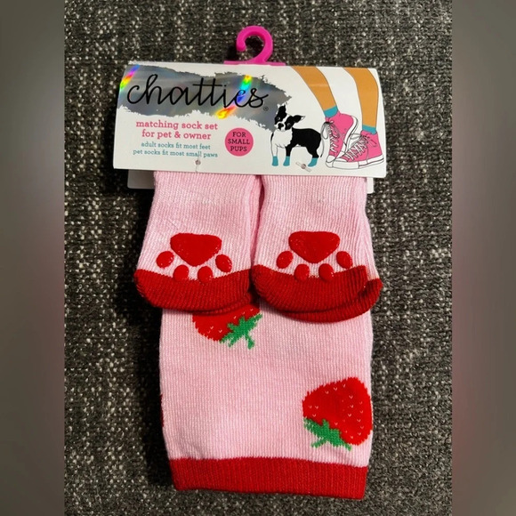 NWT Strawberry Matching Sock Set for You and Pet - Picture 1 of 3